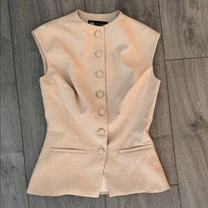 Zara Tan Sleeveless Button Vest